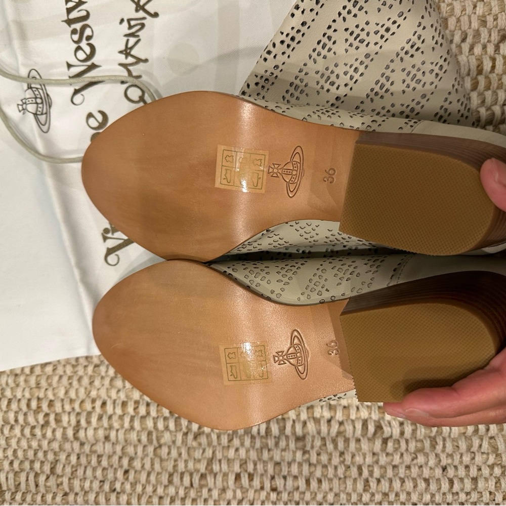 Vivienne Westwood Cream Perforated Leather Ankle Booties. NEW WITH BOX - Picture 4 of 10